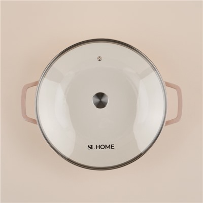 Сковорода-Вок SL Home, d=31 см, h=8.5 см, с эмалированным покрытием, индукция, чугун, бежевая