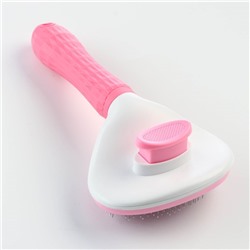 Пуходёрка с самоочисткой Пижон Premium округлая, с каплями, 10×19 см, розовая