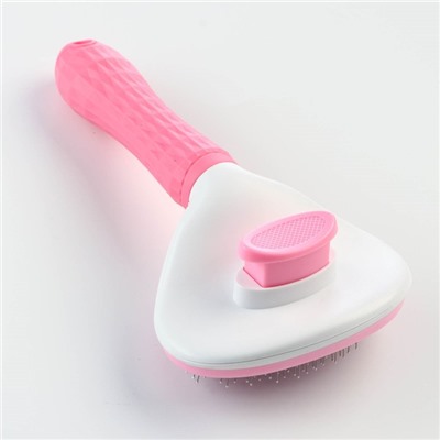 Пуходёрка с самоочисткой Пижон Premium округлая, с каплями, 10×19 см, розовая