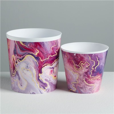 Набор кашпо для цветов 2 в 1 «Мрамор», 0.8 и 1.6 л, 11×12 и 14×14 см