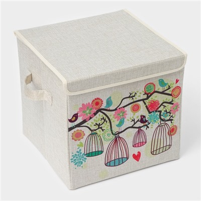 Короб для хранения с крышкой «Весна», 29×29×28.5 см, стеллажный, бежевый