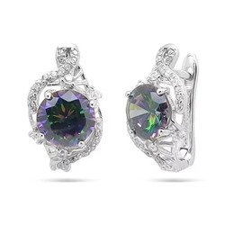 Серьги из серебра мистик кварц, МЦВ013мк