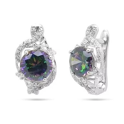 Серьги из серебра мистик кварц, МЦВ013мк