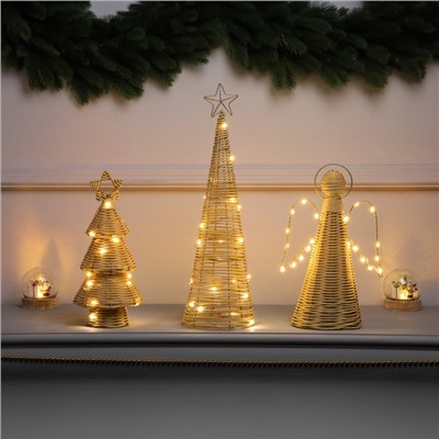 Фигура световая «Ангел плетёный», 32×16×9 см, 20 LED, батарейки ААх2 (не в комплекте), свечение теплое белое