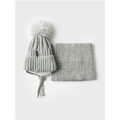 Комплект детский трикотажный для мальчиков: шапка, снуд