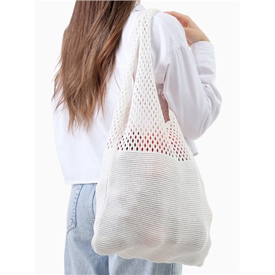 Сумка-авоська плетёная, клетка 0.5 см, белая