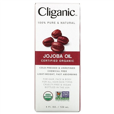 Cliganic, на 100% чистое и натуральное жожоба масло, 120 мл (4 жидк. унций)