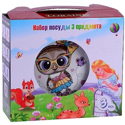 60410 Детский набор посуды 3пр Совенок LR (х12)
