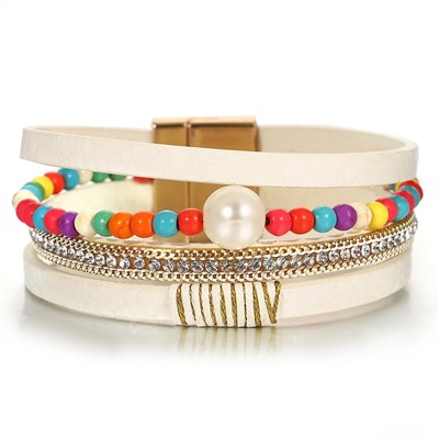 Браслет, жемчуг swarovski , кожа , сталь, ALBW159