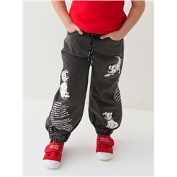 Брюки текстильные джинсовые укороченные для девочек