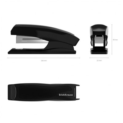 Степлер 10 на 15 листов черный Elegance 2167 ErichKrause