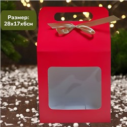 Подарочный пакет красный 28х17х6см