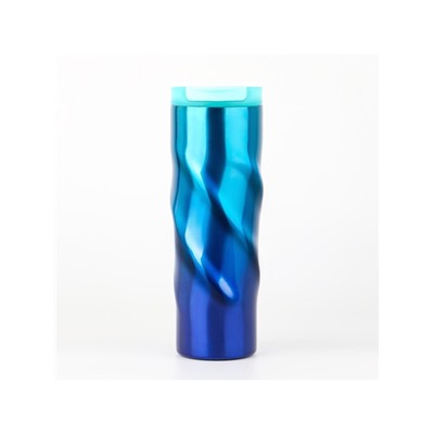 Термокружка Мастер К «Спираль», 500 мл, 7.8×22 см, сохраняет тепло 8 ч, нержавеющая сталь, голубая