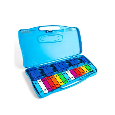 УЦЕНКА Музыкальный инструмент Металлофон Music Life, 25 тонов, футляр, 2 палочки, синий