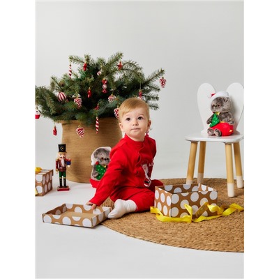 Комбинезон детский «Крошка Я» Happy winter, рост 62-68 см, красный