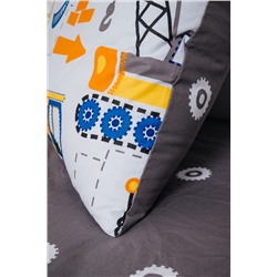 Детское постельное белье  с простыней на резинке  90*200 Юный строитель