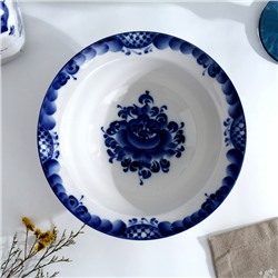 Тарелка глубокая «Трапеза», большая, d=20 см, гжель, фарфор