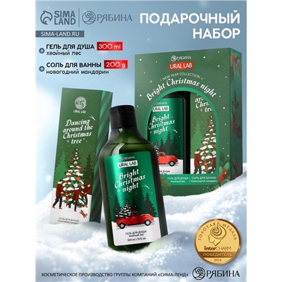 Новогодний подарочный набор косметики Bright Christmas night: гель для душа 300 мл и соль для ванны 200 мл, URAL LAB