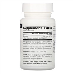 Source Naturals, пиколинат хрома, 200 мкг, 240 таблеток