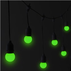 Лампа светодиодная Luazon Lighting, G45, Е27, 1.5 Вт, для белт-лайта, набор 20 штук, свечение зелёное