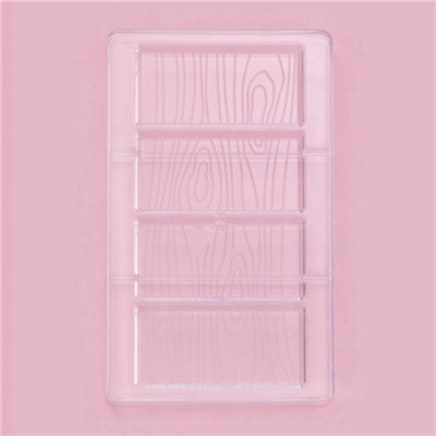 Форма для шоколада «Кора дерева», пластик, 20×12×2.5 см, 4 ячейки 8.5×2.1×0.8 см, прозрачная