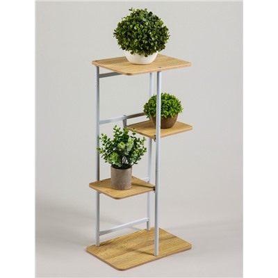 Подставка для цветов Greengo, 4 полки, 36×23×74 см, напольная, каркас металл, полки МДФ, белая