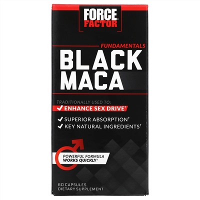 Force Factor, черная мака,1000 мг, 60 капсул