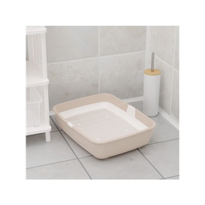 Лоток ALTA для кошек с сеткой 50×38×13.5 см, бело-бежевый