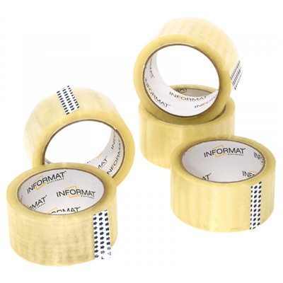 Клейкая лента 48 мм х 57 м прозрачная 45 мкм T4857-02 inФОРМАТ