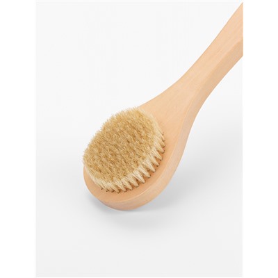 Щётка массажная для тела, из натуральной щетины, круглая, с ручкой, гладкая