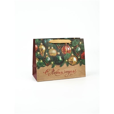 Пакет подарочный новогодний крафтовый «С Новым годом», MS 18×23×10 см