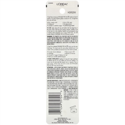L'Oreal, Водостойкий карандаш для глаз Infallible Pro-Last, оттенок 930 «Черный», 1,2 г