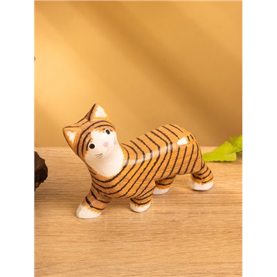Сувенир «Полосатая кошка», 11×3×9 см, дерево, МИКС
