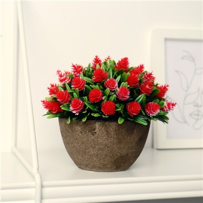 Искусственный цветок в горшке «Многослойные бутоны», 13×11 см, МИКС