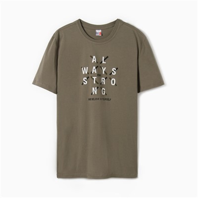 Футболка мужская, цвет хаки, размер 56