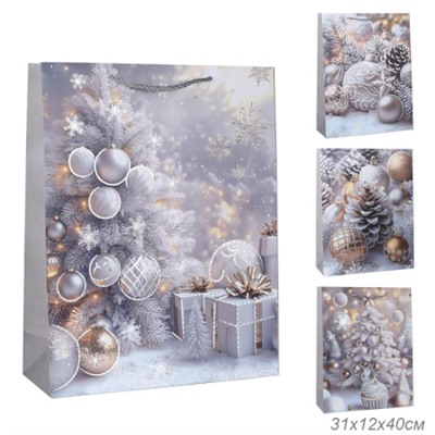 Пакет подарочный 31х40х12 / 100-L /уп 12/360/ микс Новый год