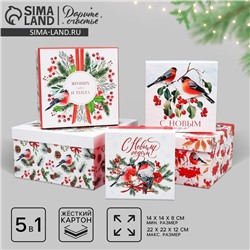 Набор подарочных коробок 5 в 1 «С Новым годом!», 14×14×8 – 22×22×12 см