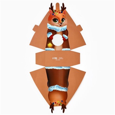 Коробка новогодняя складная с окном «Оленёнок», 9×16.5×6 см