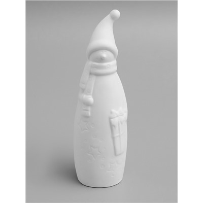 Светодиодная фигура «Снеговик в колпаке» 6×5.5×19.8 см, 1 LED, керамика, от батареек LR44×2, свечение тёплое белое