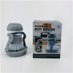 Щетка для мытья посуды с дозатором мыла серый