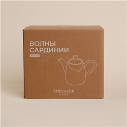 Заварочный чайник SL Home «Волны Сардинии», 1.3 л, 22.5×11×19 см, фарфор, бежевый