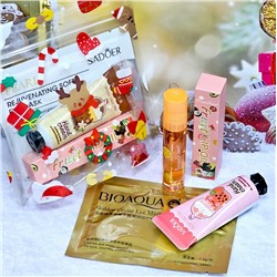 Набор подарочный мини в zip-пакете с рисунками (Патчи + Крем для рук + Масло-блеск для губ)