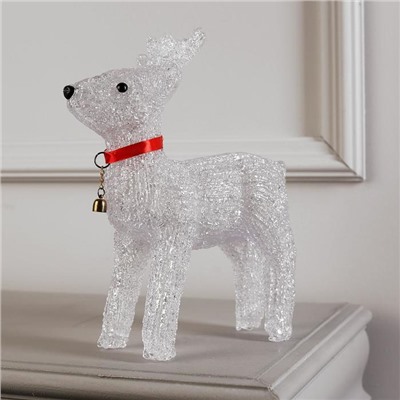 Светодиодная фигура «Олень с колокольчиком» 25×30×9 см, акрил, 24 LED, батарейки ААх3 (не в комплекте), свечение белое