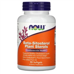 Now Foods, Комплекс растительных стеролов, содержащих бета-ситостерол (Beta-Sitosterol Plant Sterols), 90 мягких таблеток