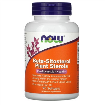 Now Foods, Комплекс растительных стеролов, содержащих бета-ситостерол (Beta-Sitosterol Plant Sterols), 90 мягких таблеток