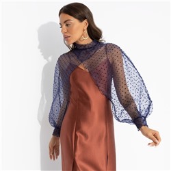 Болеро со съемным декором, Деловой взгляд (синее, с брошкой)