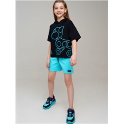 Комплект трикотажный для девочек: фуфайка (футболка), шорты