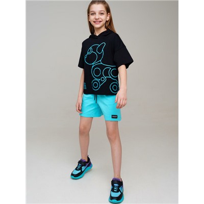 Комплект трикотажный для девочек: фуфайка (футболка), шорты
