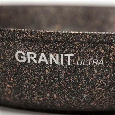Сковорода KUKMARA Granit Ultra original, d=24 см, пластиковая ручка, антипригарное покрытие, алюминий, коричневая