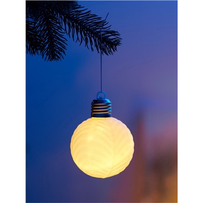 Елочный шар «Белый бархат» 8 см, 1 LED, от батареек LR44×3, свечение тёплое белое